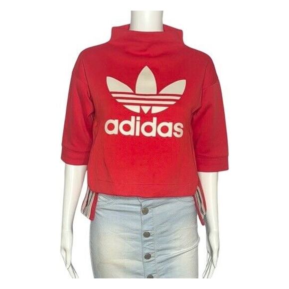 adidas Tops - Adidas Originals Core Red Crop Top Sweatshirt Size XS